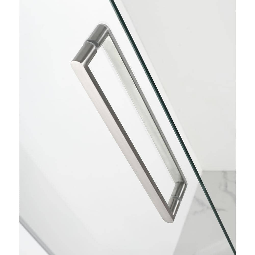 Madox Frameless Clear Glass Pivot Shower Door with Stainless Steel Hardware