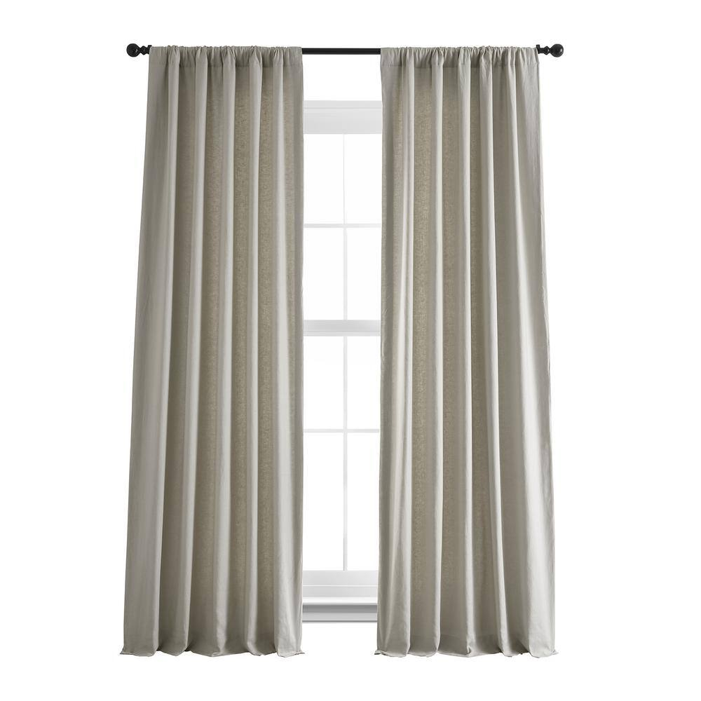 Exclusive Fabrics  French Linen Room Darkening Curtains Panel - Elegant luxurious Drapes (1 Panel) Fresh Khaki 50 X 96 96 Inches