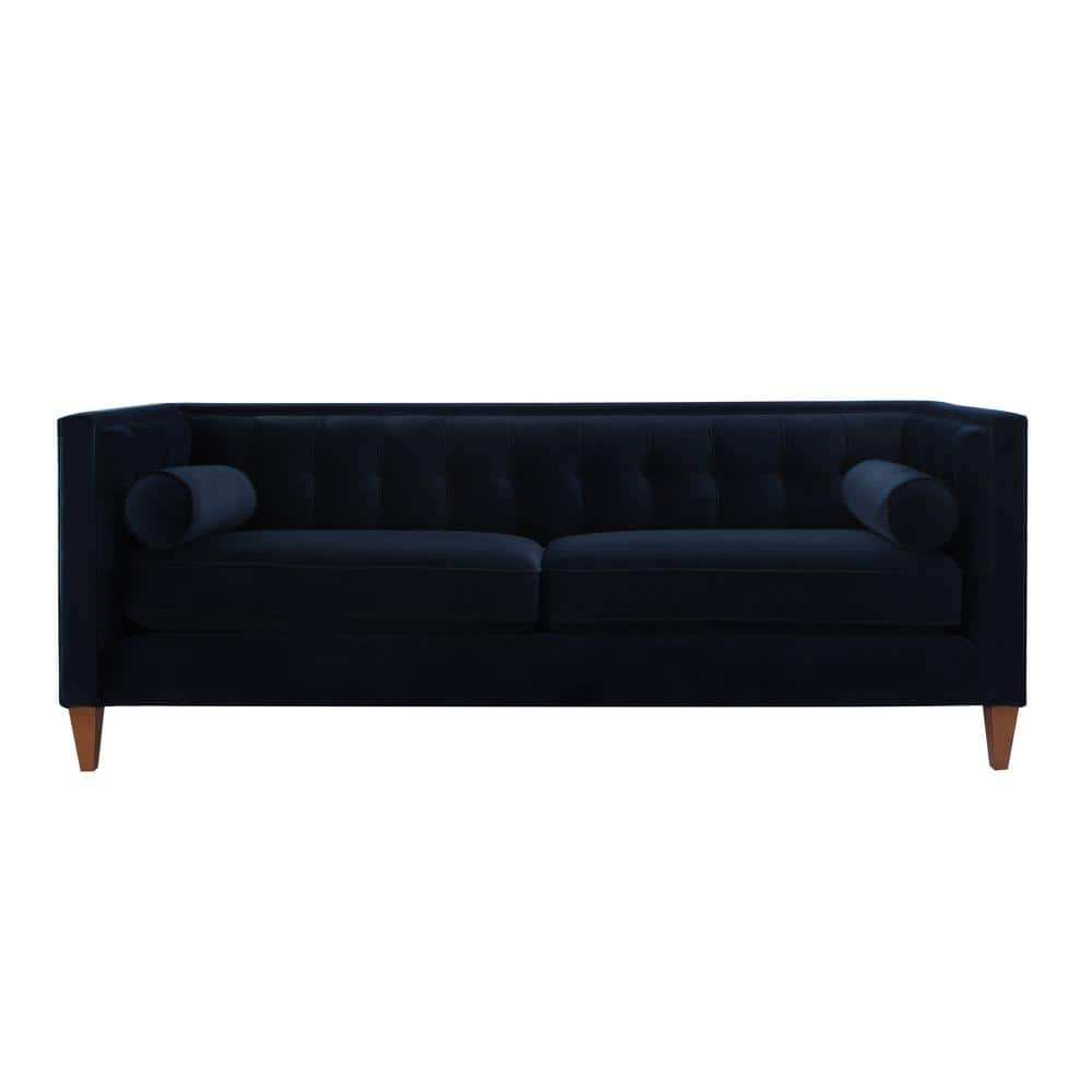 Jack 84" Tufted Tuxedo Sofa Double Cushion Dark Navy Blue