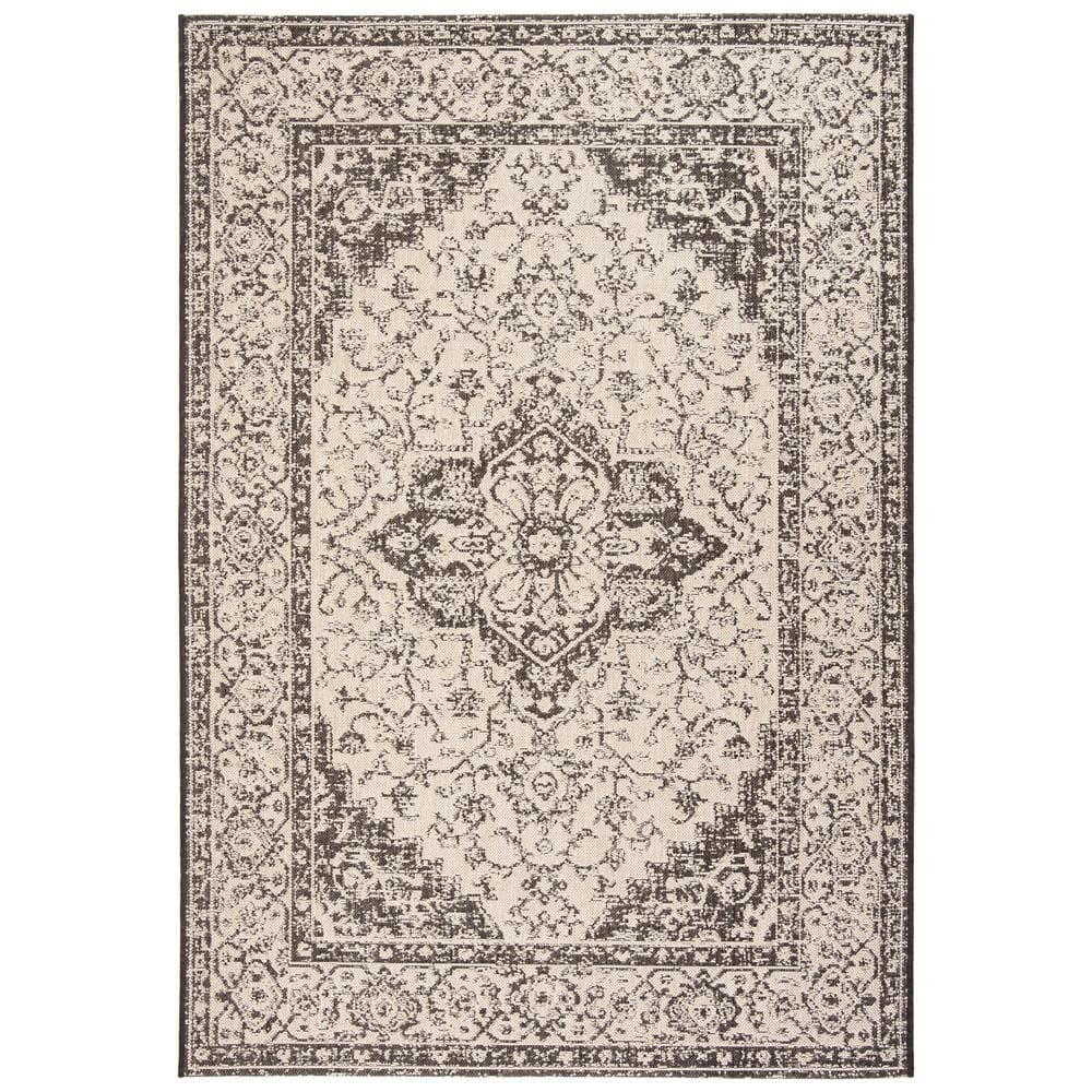 Safavieh Beach House Mai Traditional Outdoor Area Rug, Cream/Brown, 5'3" x 7'6"