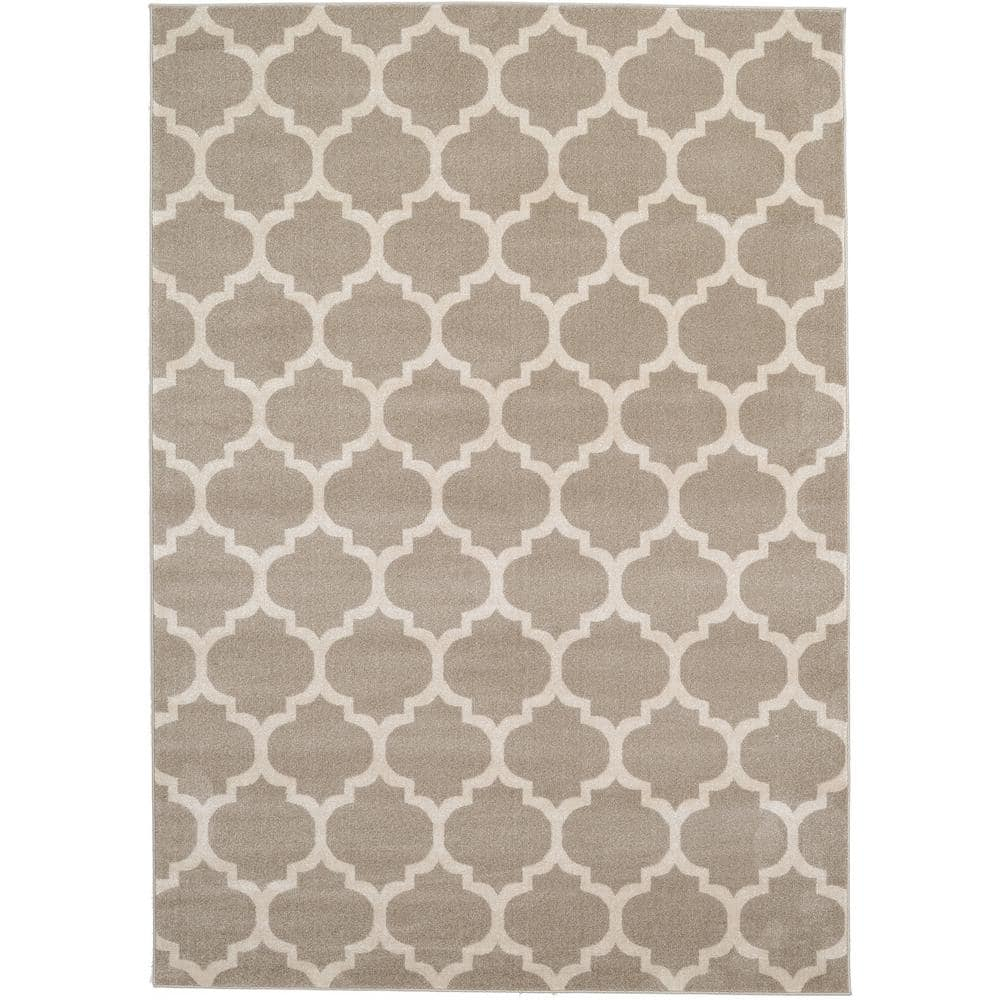 Unique Loom Trellis Collection Area Rug - Philadelphia (7' 1" x 10' Rectangle Light Brown/Beige)