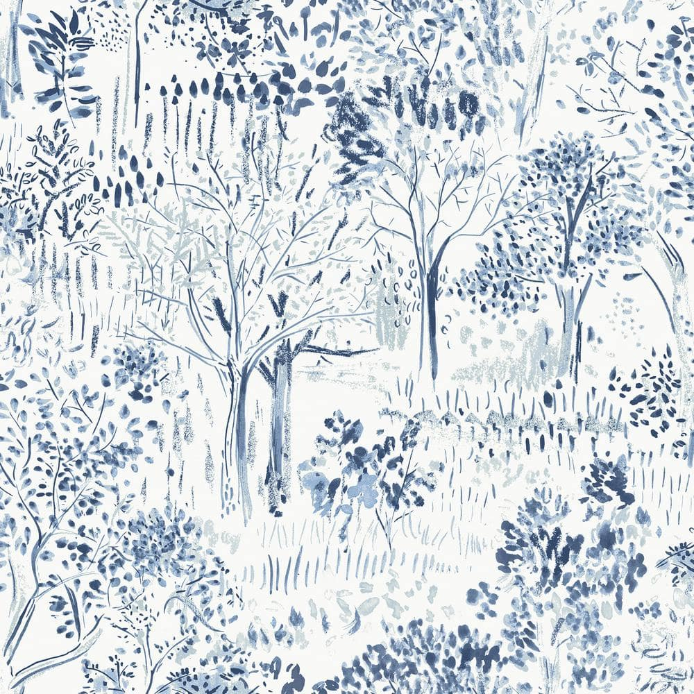 Chesapeake Walden Navy Forest Wallpaper, 20.5-in by 33-ft, 56.38 sq. ft.