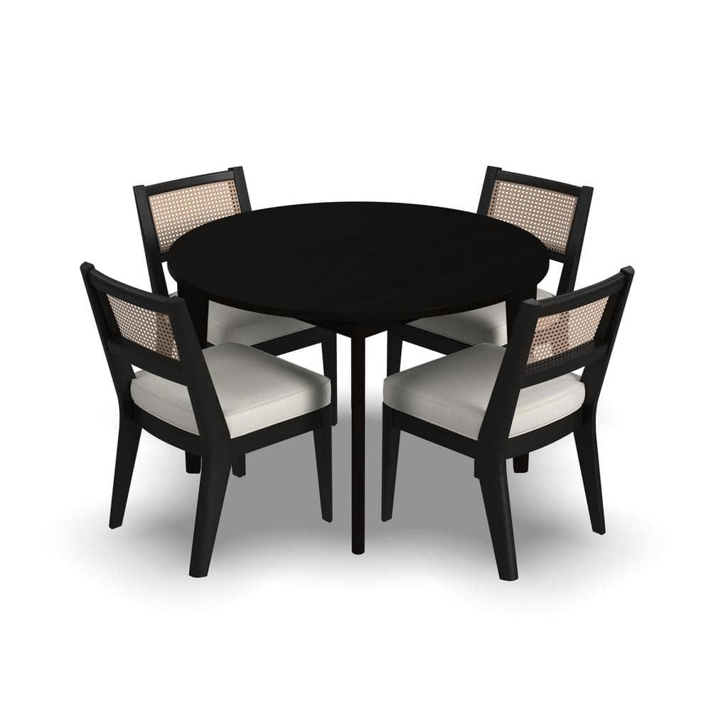 Homestyles Brentwood 5-Piece Mid-Century Wood Round Dining Set in Black