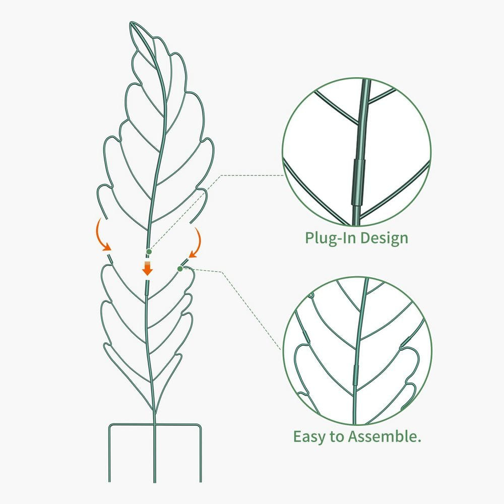 3-Pack Metal Garden Trellis Plant Support Trellis for Climbing Vines Floral Vegetables Metal Trellis (Leaf, Green)
