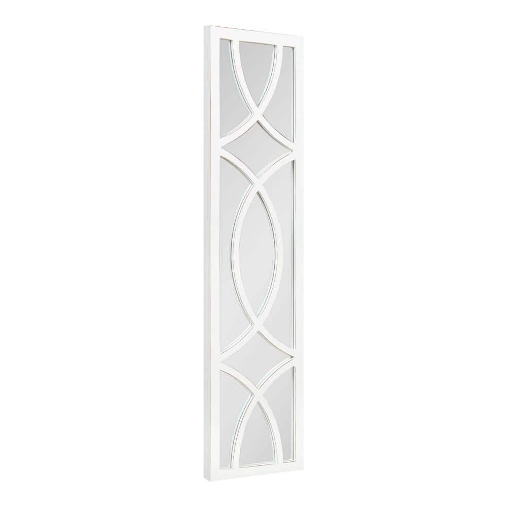 Kate and Laurel Tolland Decorative Wooden Panel Wall Mirror, 12" x 48", Soft White, Rustic Windowpane Accent Piece