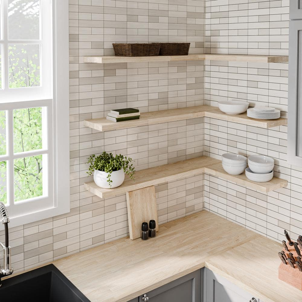 4 ft. L x 25 in. D Unfinished Hevea Solid Wood Butcher Block Countertop With Square Edge
