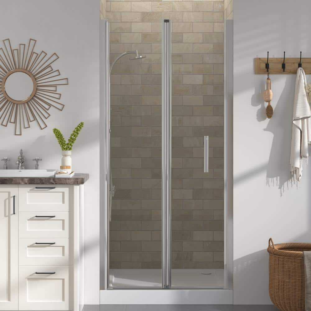 72 in. Chrome Semi-Frameless Bifold Shower Door with Tempered Glass