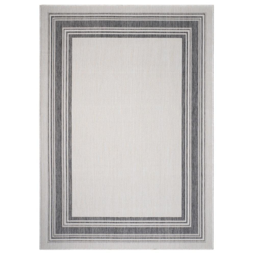 LR Home Kiara 5'3" x 7', Ivory/Black/Gray Bordered Fade & Stain Resistant Indoor/Outdoor Area Rug