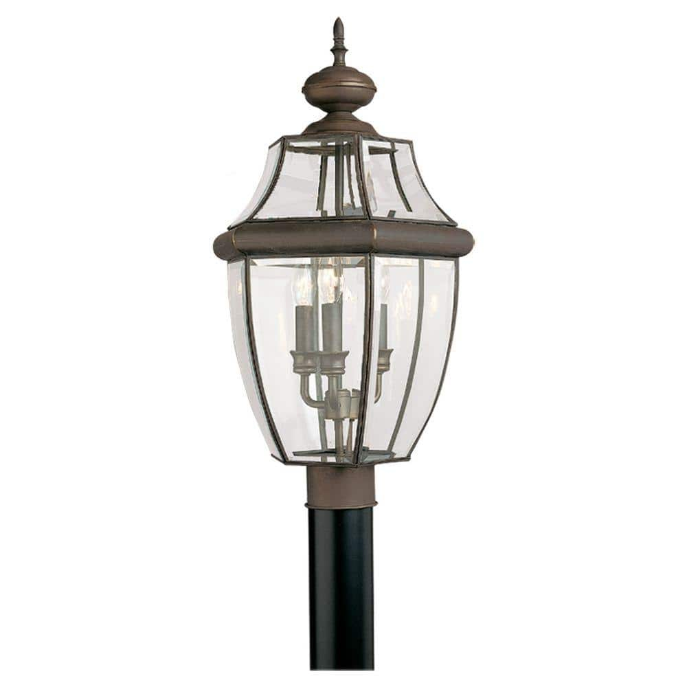 Generation Lighting 8239-71 Lancaster Traditional Three - Light Outdoor Light Post Outside Fixture, Antique Bronze Finish