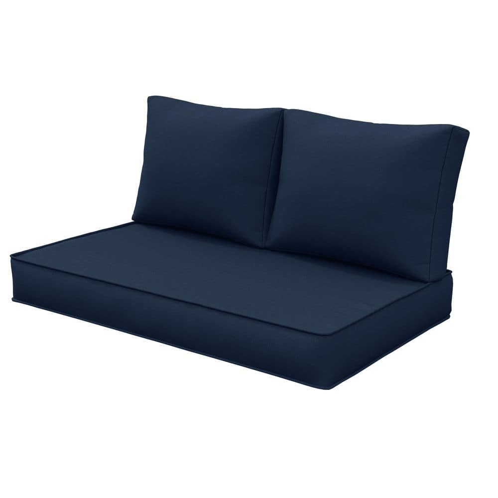 Outdoor Loveseat Cushion, Waterproof Fade & Tear Resistant Seat and Backrest Cushion Set for Patio Furniture,46x24 Inch, Navy
