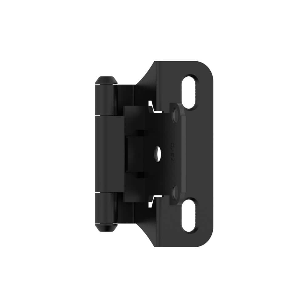 Amerock BPR7566FB Cabinet Hinge 1/4 in (6 mm) Overlay Self Closing Partial Wrap Matte Black Kitchen Cabinet Door Hinge 1 Pair/2 Pack Functional Hardware