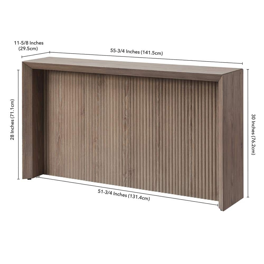 Evelyn&Zoe Modern/Contemporary 56" Wide Antiqued Gray Oak Console Table