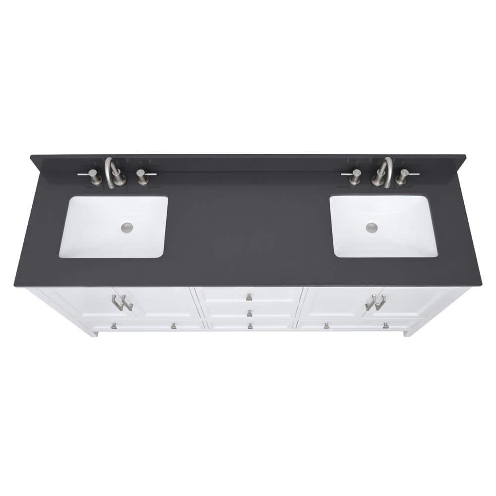 73" Ural Gray Quartz Double Sink Vanity Top
