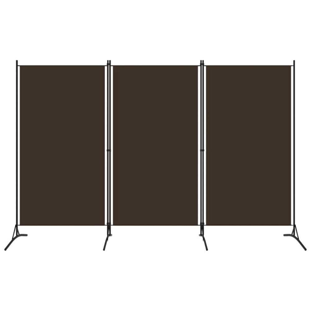 Benjara BM326420 102 in. Dina 3 Panel Room Divider Screen, Brown Fabric & Black Iron