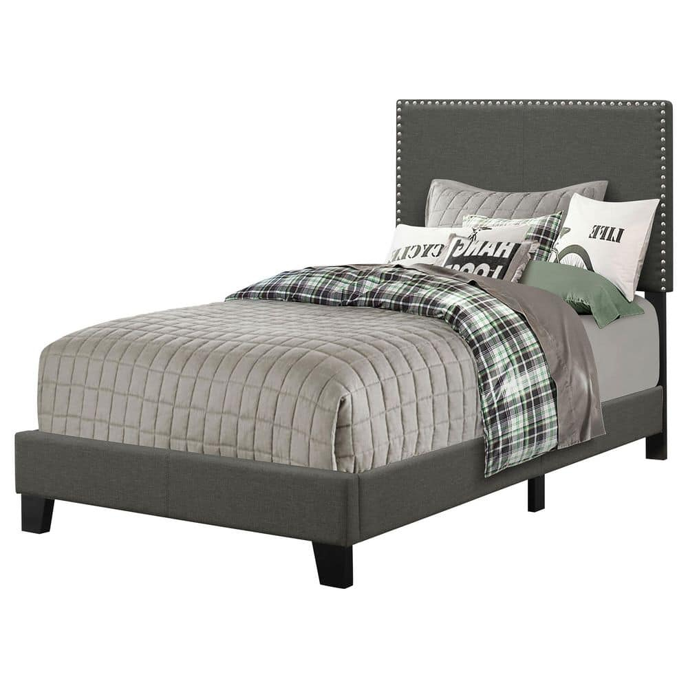 Coaster Company Boyd Kids Twin Size Nailhead Trim Platform Bed, Charcoal