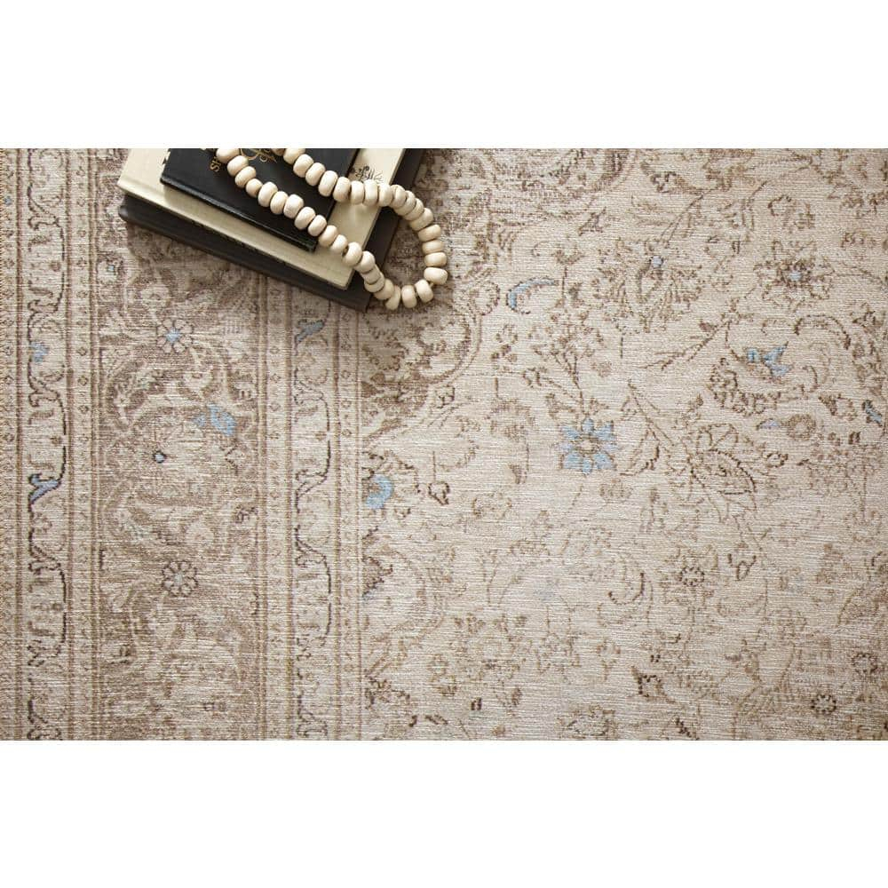 Rectangular 5' x 7' Beige and Taupe Polyester Oriental Rug