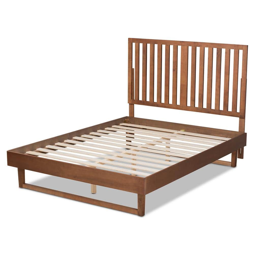 Baxton Studio Marin Modern and Contemporary Walnut Brown Finished Wood Full Size Platform Bed