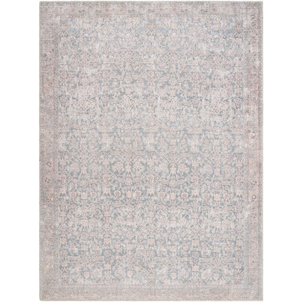 Lorelai Blue and Beige Synthetic Washable Area Rug