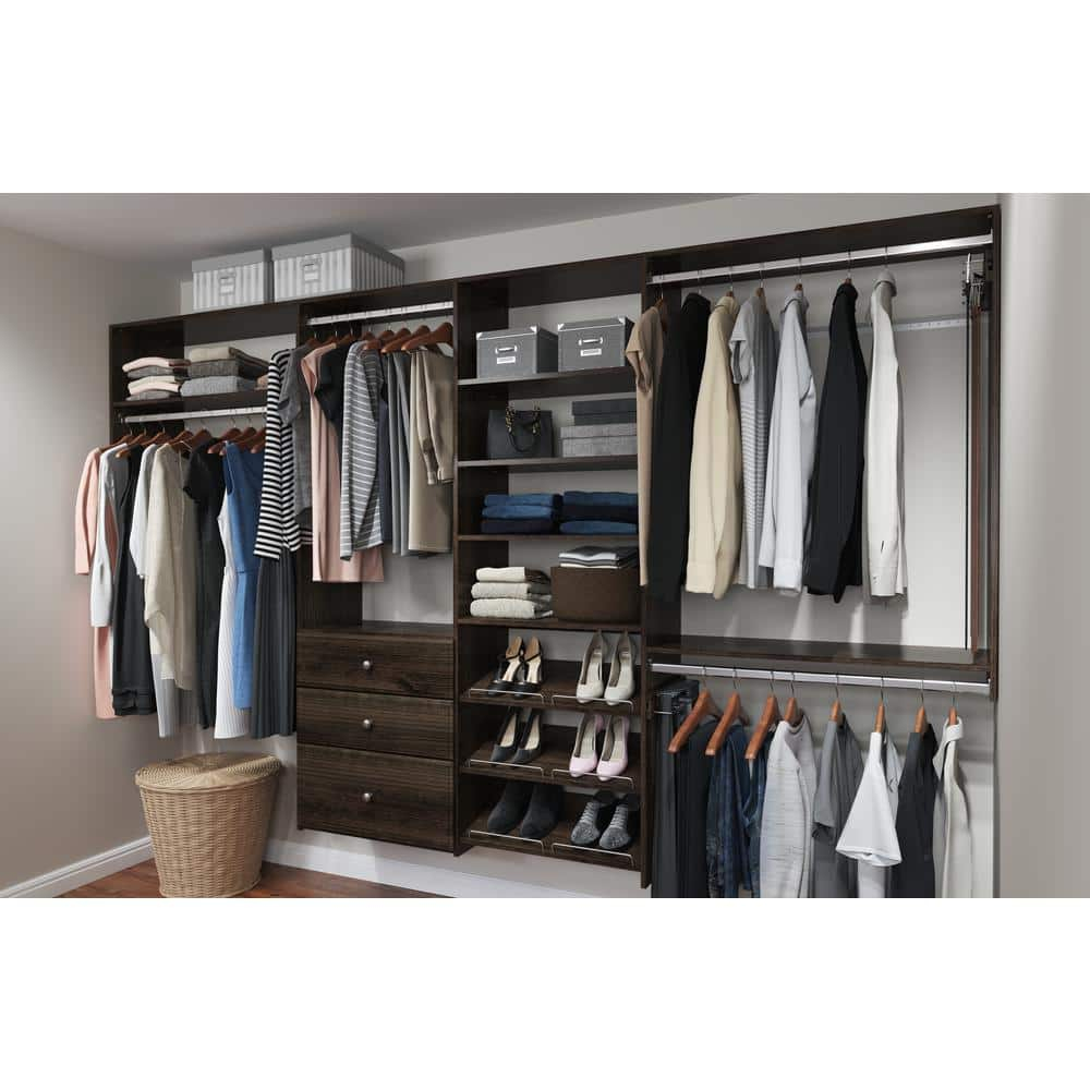 Drevy RS1423-TON Wood 24 Inch Organizer Shelf Accessory Compatible with Drevy Closet Systems for Additional Storage, Truffle Brown (2 Pack)