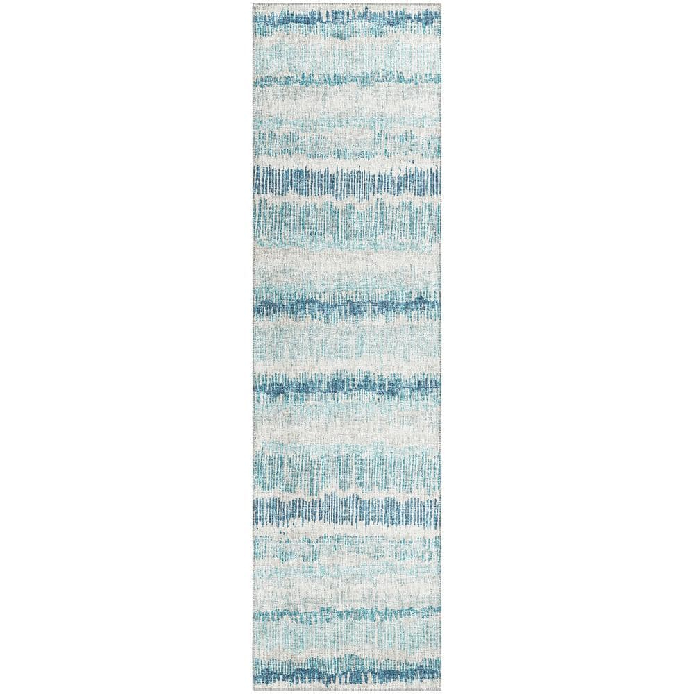 Rylee Blue 2 ft. 3 in. x 7 ft. 6 in. Geometric Indoor/Outdoor Area Rug