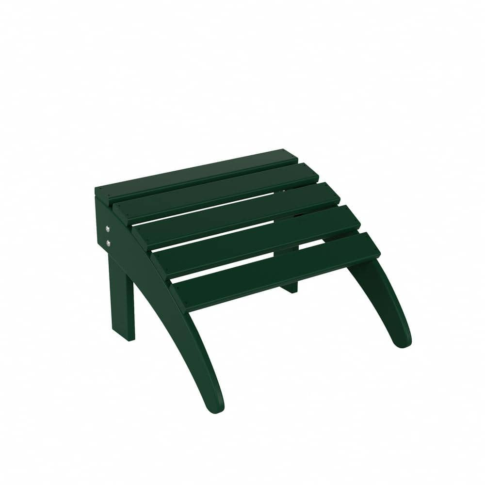 Polytrends  Laguna Hdpe All Weather Outdoor Patio Foldable Ottoman Dark Green