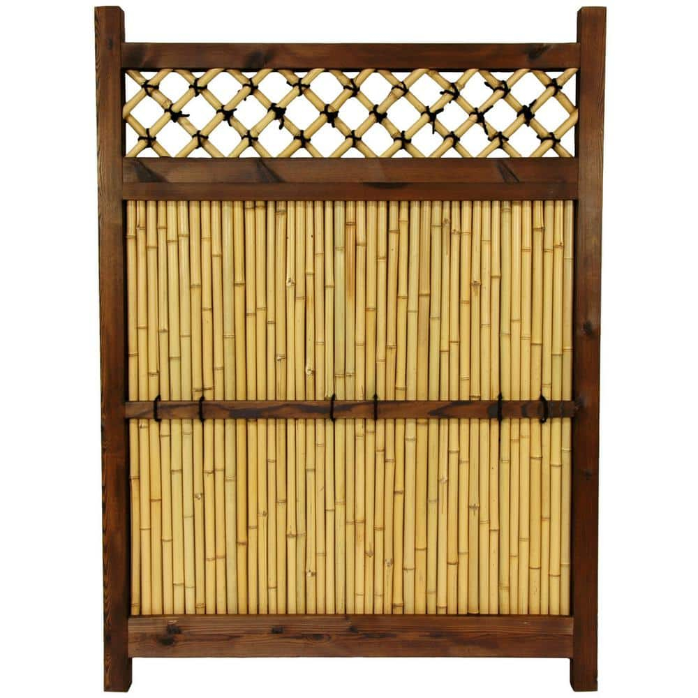 Light Bamboo and Wood Japanese Zen Garden Fence Panel