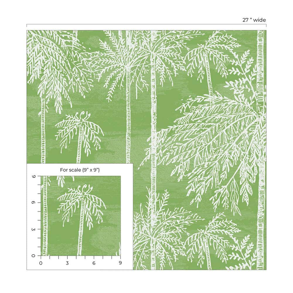 Summer Fern Green Palm Grove Vinyl Wallpaper Roll