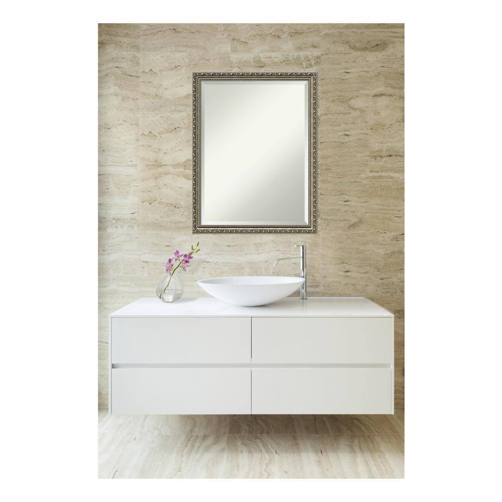 Amanti Art Beveled Wood Wall Mirror - Parisian Silver Frame Outer Size: 20 x 26 in