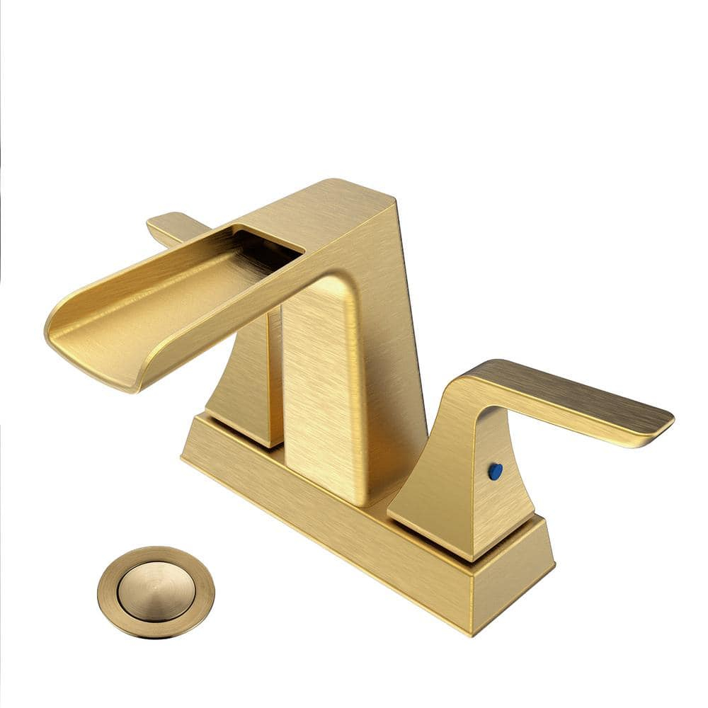 Two Handle 4 in. Centerset Waterfall Bathroom Faucet with Pop-up Drain
