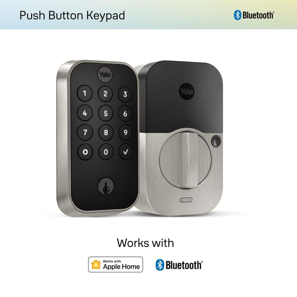 Assure Lock 2; Smart Door Lock with Bluetooth and Pushbutton Keypad; Satin Nickel