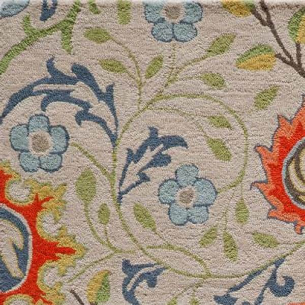 Momeni  Newport Hand Tufted Wool Floral Area Rug Multi 9' x 12' Contains Latex 9' x 12' Indoor, Handmade Living Room, Bedroom, Dining Room Blue,