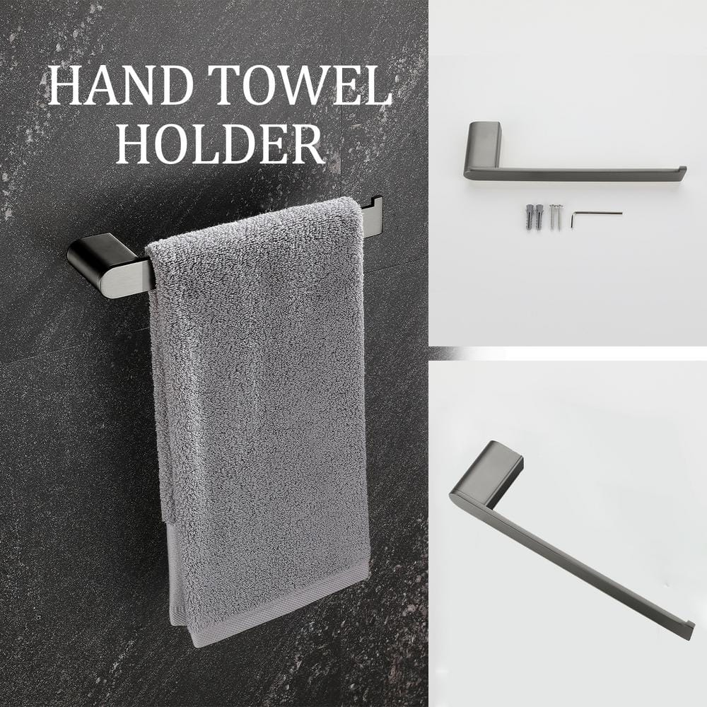 Matte Gray Stainless Steel 5-Piece Bathroom Hardware Set