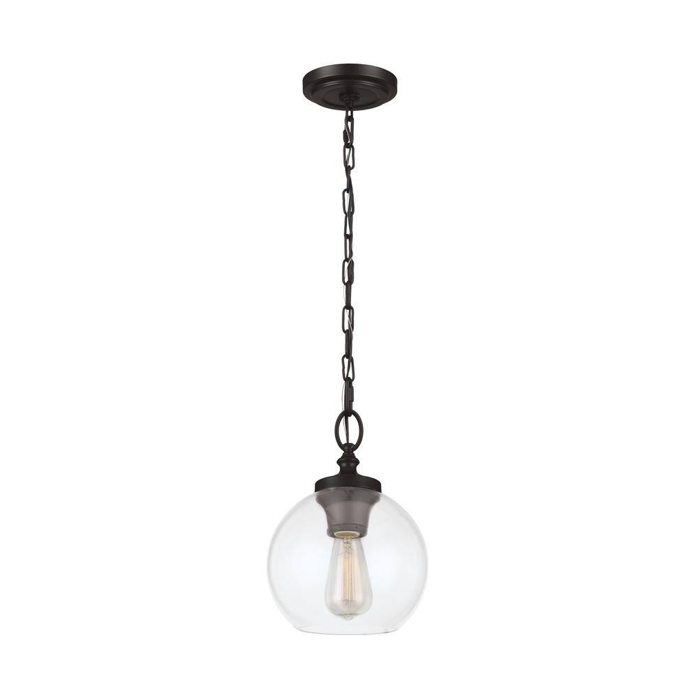 Tabby Mini Globe Pendant in Oil Rubbed Bronze with Clear Shade