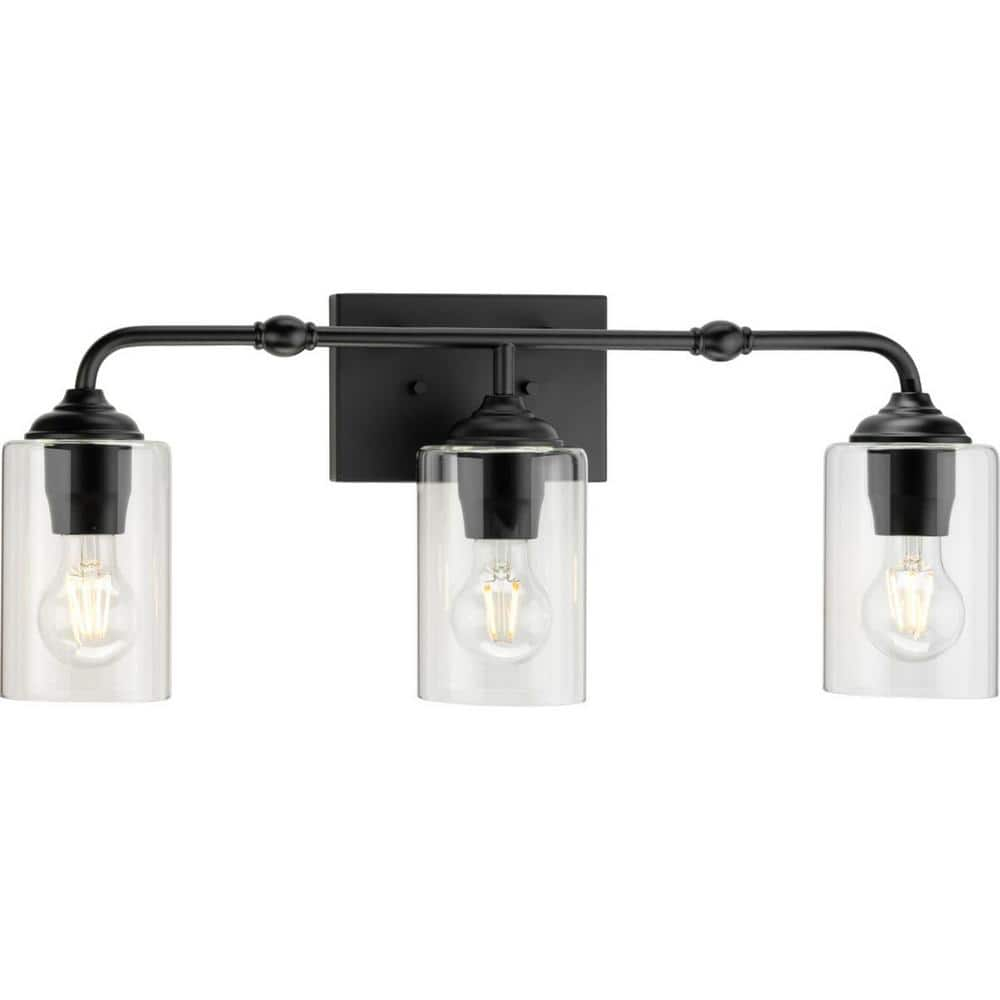 Avec 23.5 in. 3-Light Matte Black Luxe Vanity Light
