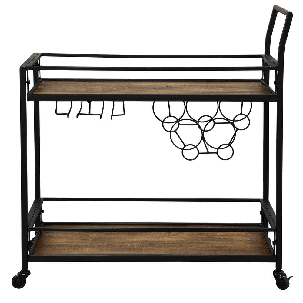 FirsTime & Co. Black Gardner Bar Cart, Industrial, Metal, 29.75 x 12.25 x 32.25 in