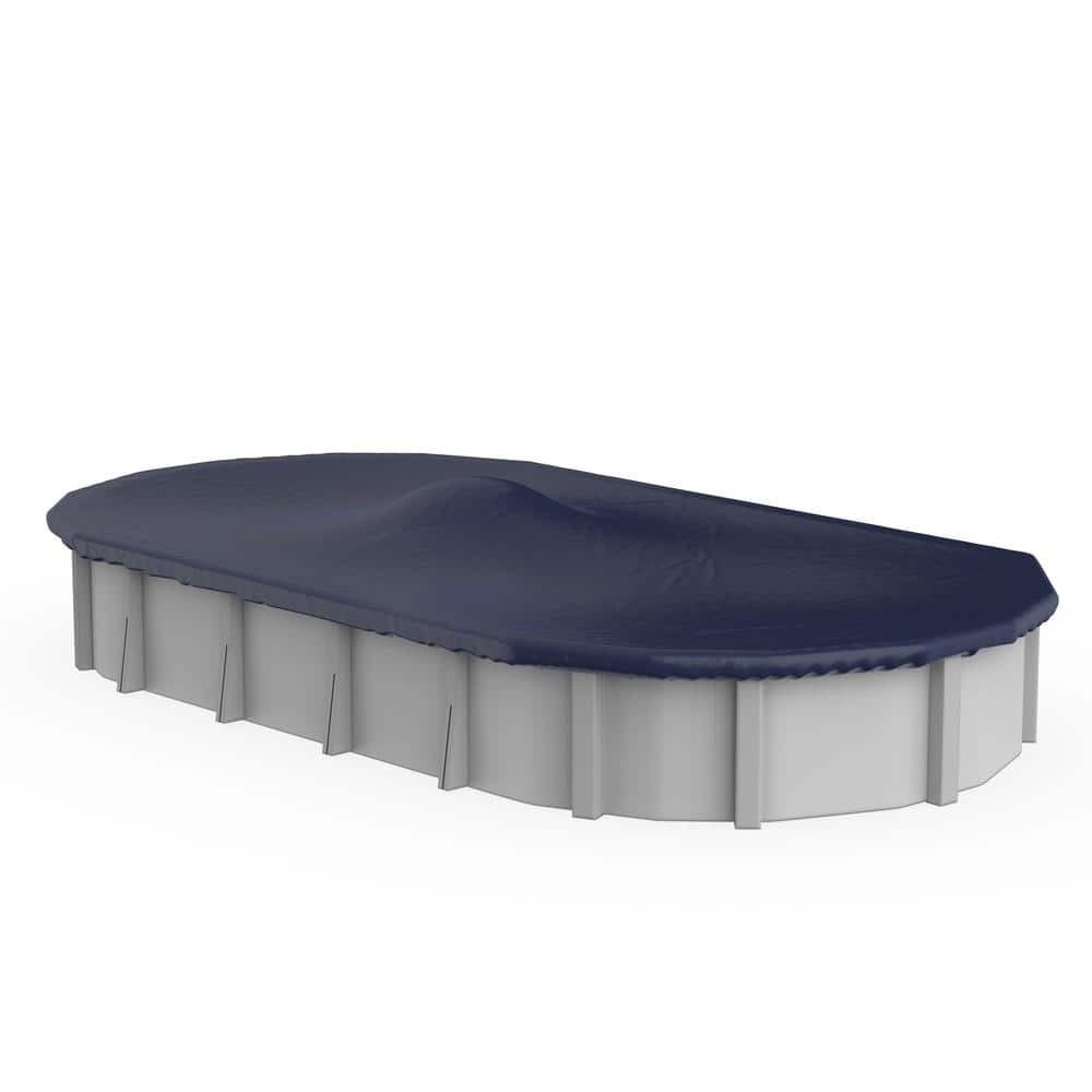 Winter Block 12' x 18' UV Resistant Oval Dark Blue Pool Cover for Above-Ground Pools