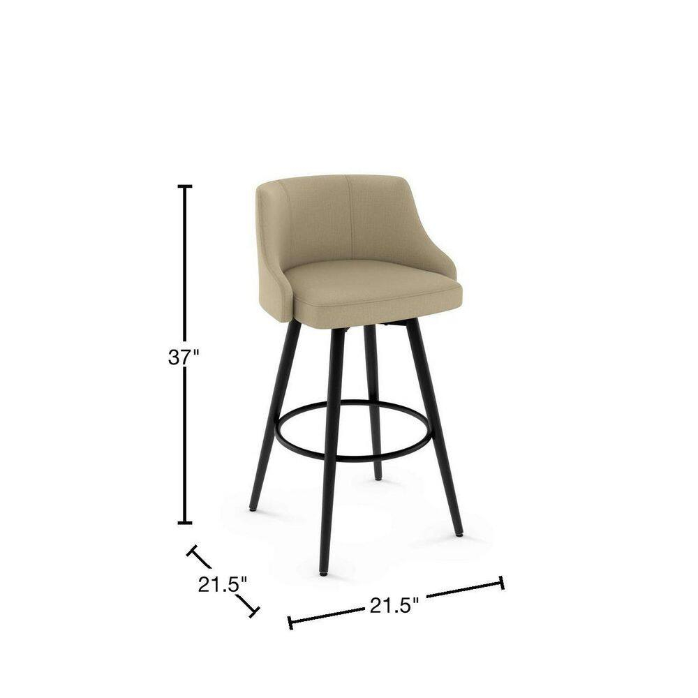 Amisco Duncan 26 In. Swivel Counter Stool - Beige Fabric / Black Metal