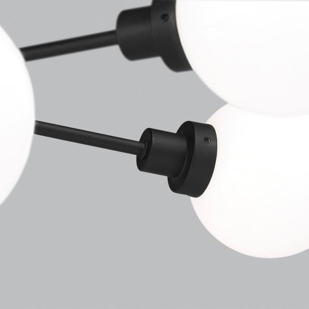 Donovan Matte Black 24" Modern Globe Semi-Flush Mount with White Glass