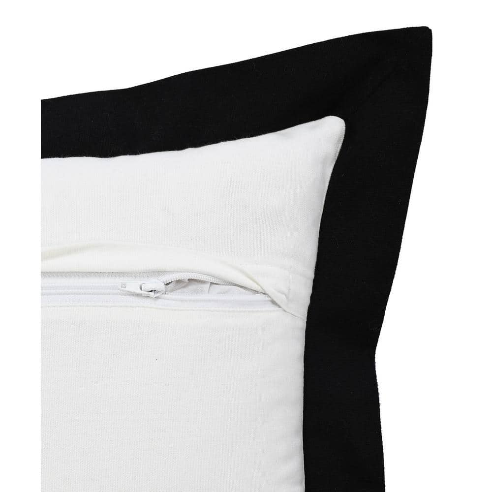 Empire White /Black Border Soft Poly-Fill 14 in. x 36 in. Indoor Throw Pillow