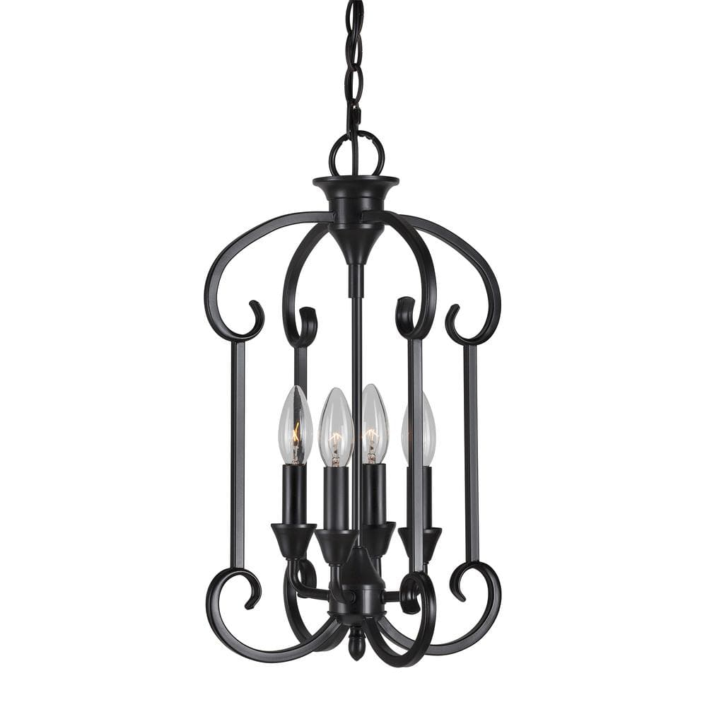 Forte Lighting 7000-04 Ione 4 Light 12" Wide Pillar Candle Pendant - Black