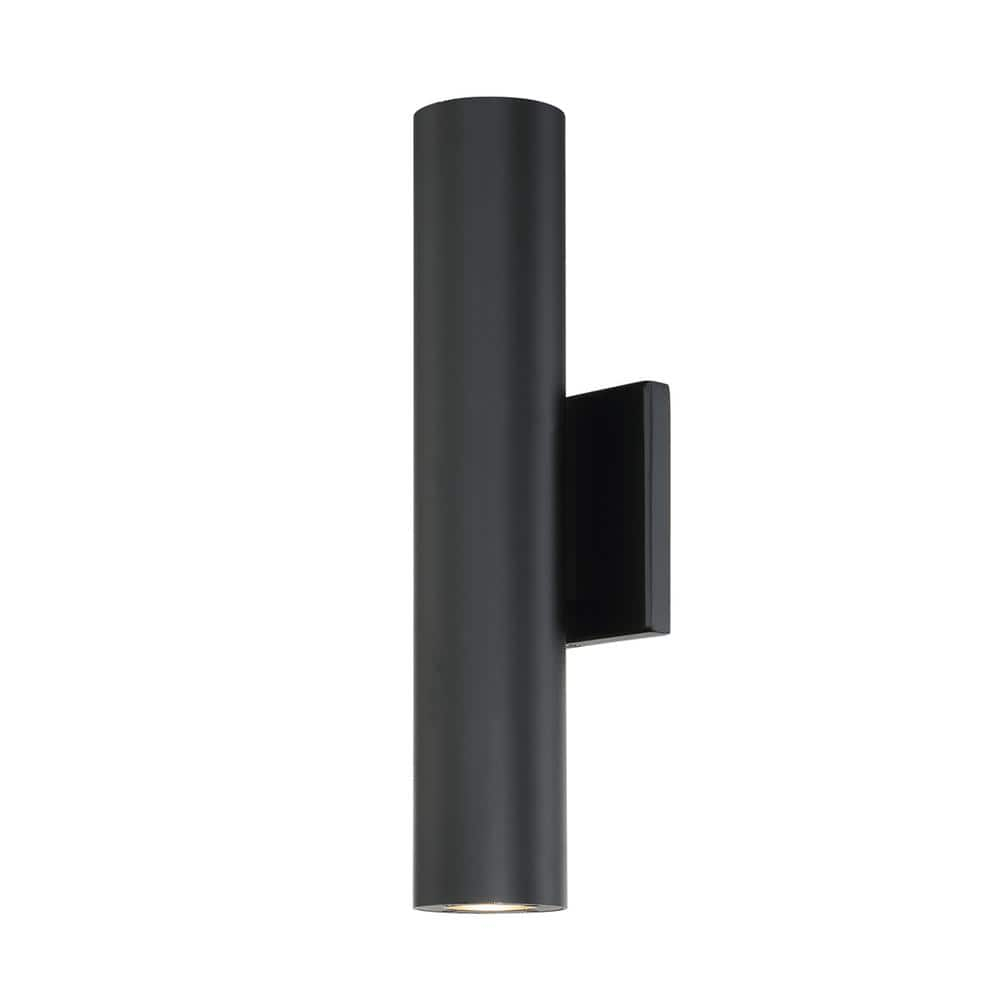Caliber 14 in. Black Integrated LED Up & Down Outdoor Cylinder Wall Sconce, 3000K