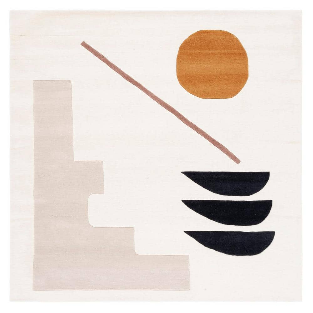 SAFAVIEH Fifth Avenue Deacon Abstract Area Rug, Ivory/Brown, 3' x 3' Square