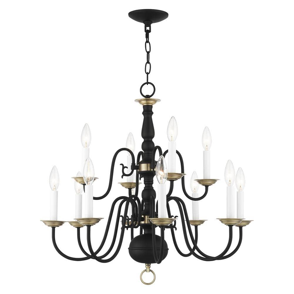 Livex Lighting Williamsburgh 12 - Light Chandelier in  Black