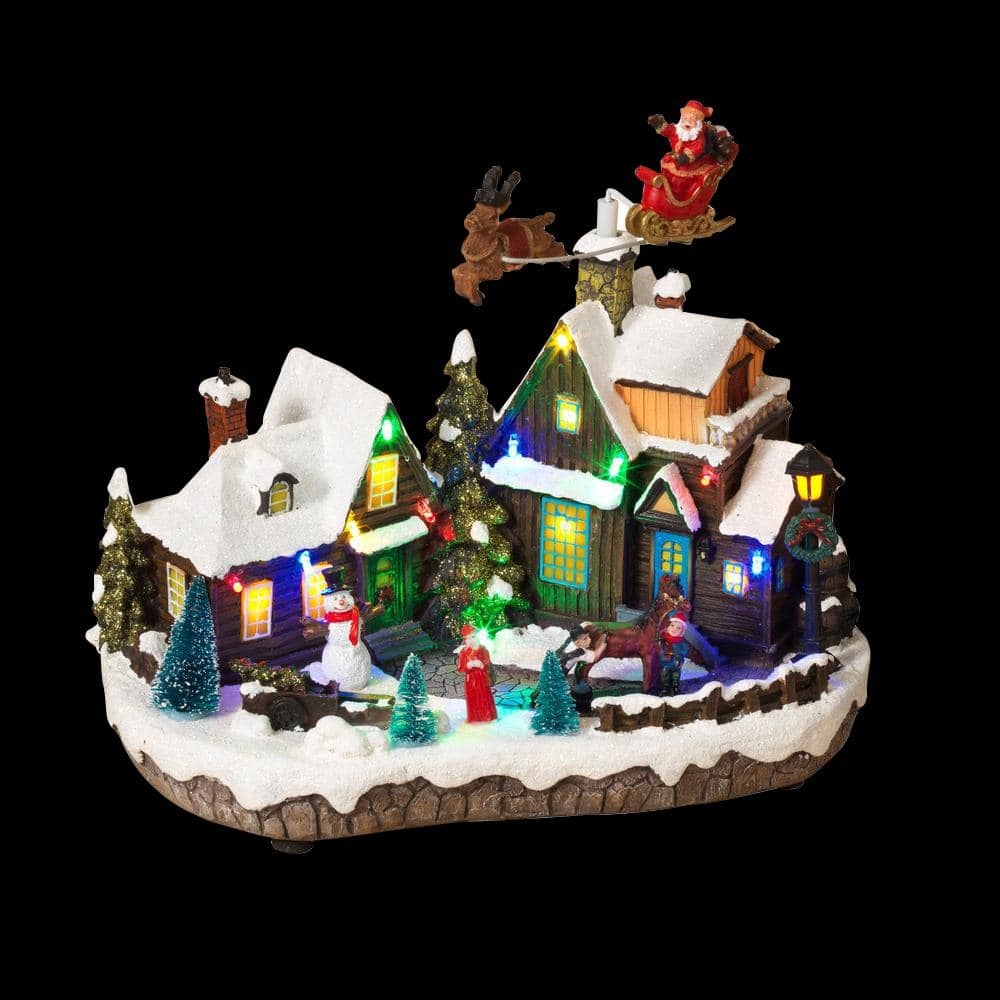 The Gerson Company LED Christmas Holiday Village with Moving Figurines - N/A