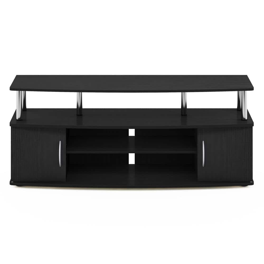 Furinno JAYA Large Entertainment Center Hold up to 55-in TV, Americano, Stainless Steel Tubes