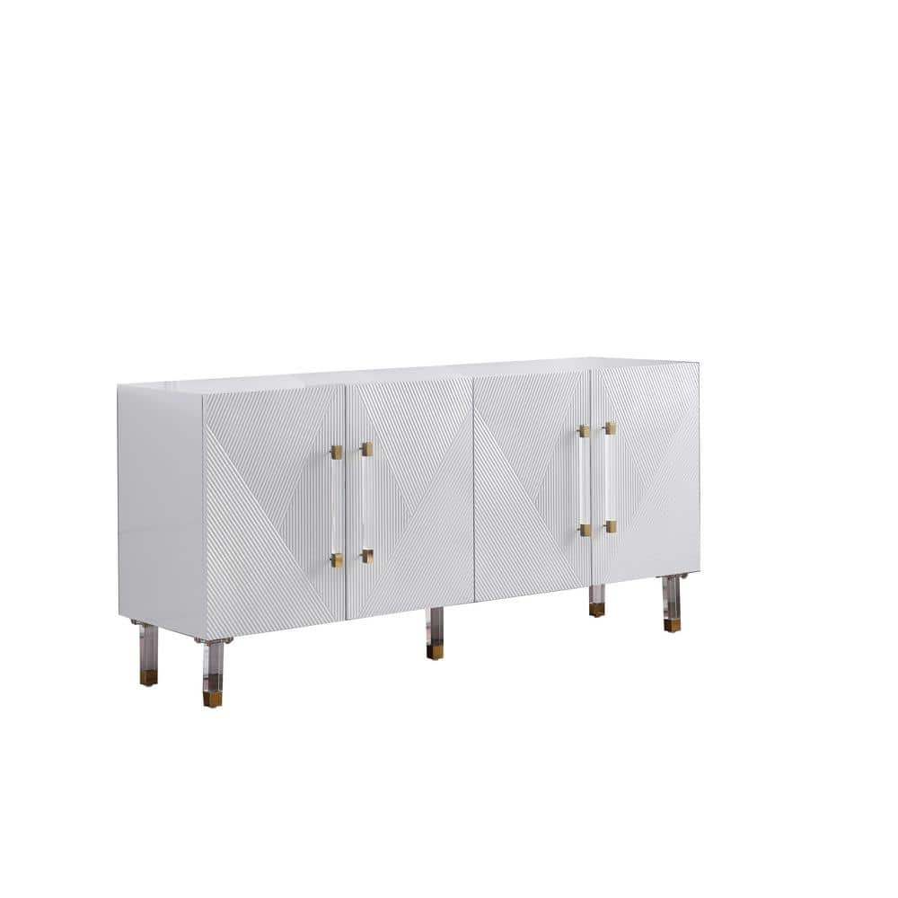 Best Master Furniture Fenella Modern Wood Sideboard in White/Gold Accents