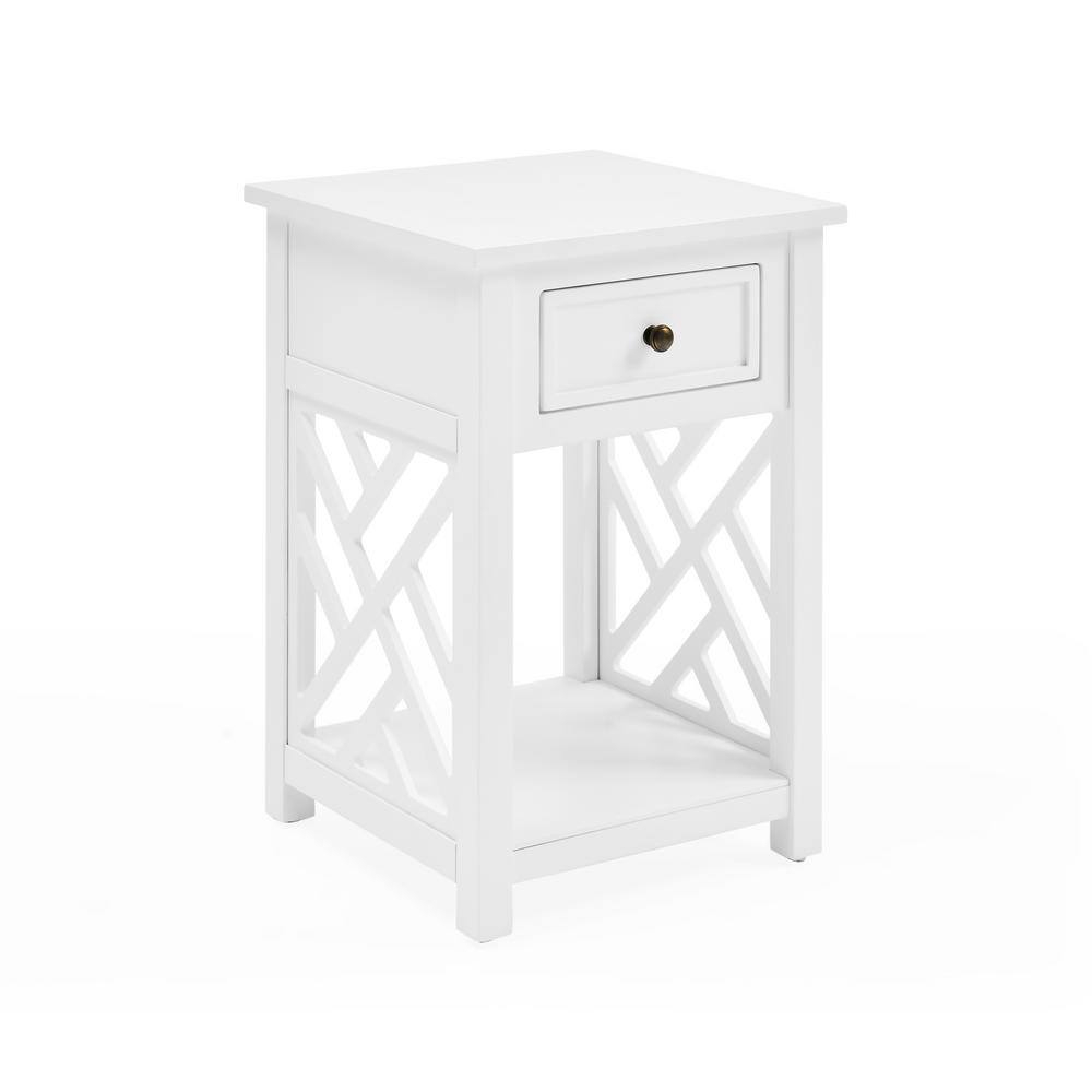 Alaterre Coventry Wood End Table with Drawer and Shelf, White