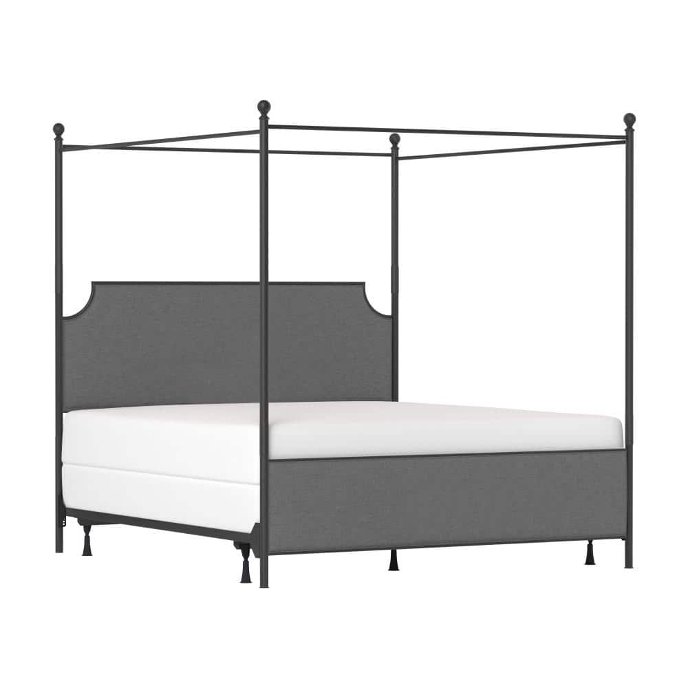 Hillsdale Furniture McArthur Metal Upholstered Canopy King Bed, Black Matte with Gray