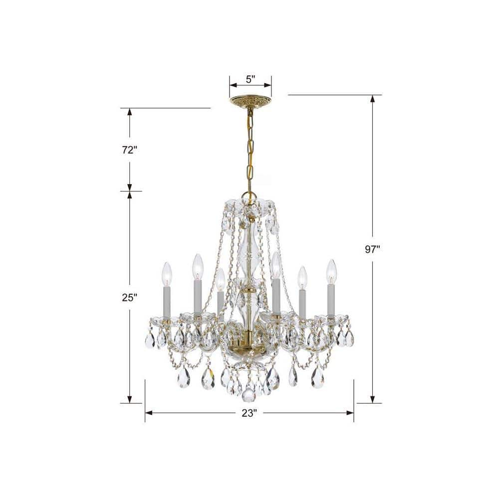 Crystorama Lighting Traditional Crystal 6 - Light Chandelier in  Polished Brass