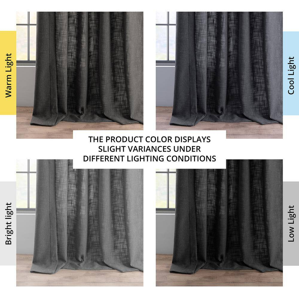 Half Price Drapes FHLCH-VET13195-84 Slate Heavy Faux Linen Curtain, 50 x 84, Grey